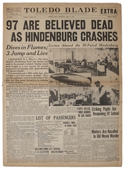 1937 Hindenburg Disaster Newspaper